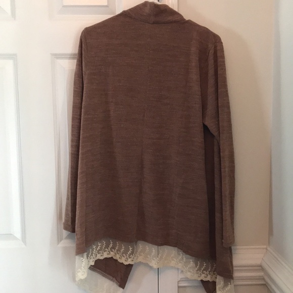 Kori America Cardigan Lace Bottom Small Brown Boho Style with Button Clo… - Picture 6 of 12